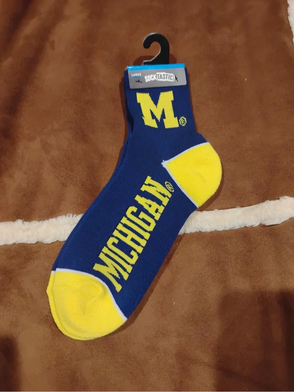 Michigan Athletic Crew Socks in Blue and Yellow -
